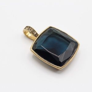 Blue Stone and Gold Tone Costume Jewelry Pendant